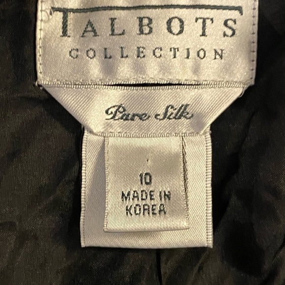 Talbots Skirt Women 10 Black White Floral 100% silk - Picture 4 of 11